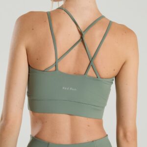 Active Strappy Workout Bra - Olive Green - Olive Green L