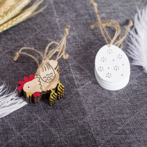 Easter Wooden Decorative Pendant Easter Rabbit - White