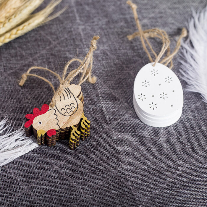 Easter Wooden Decorative Pendant Easter Rabbit - White