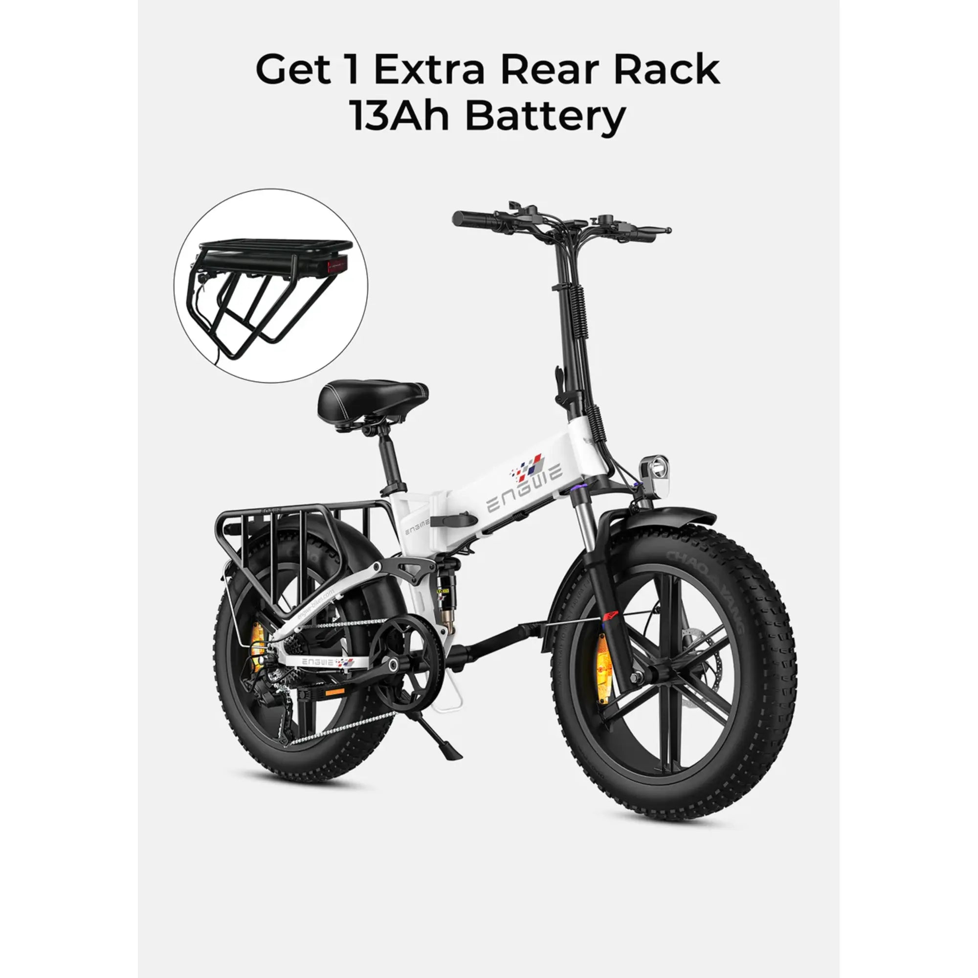 ENGWE ENGINE X Electric Bike Max Speed 25 km/h Full Suspension Foldable - Black / Get 1 Extra Rear Rack 13Ah Battery
