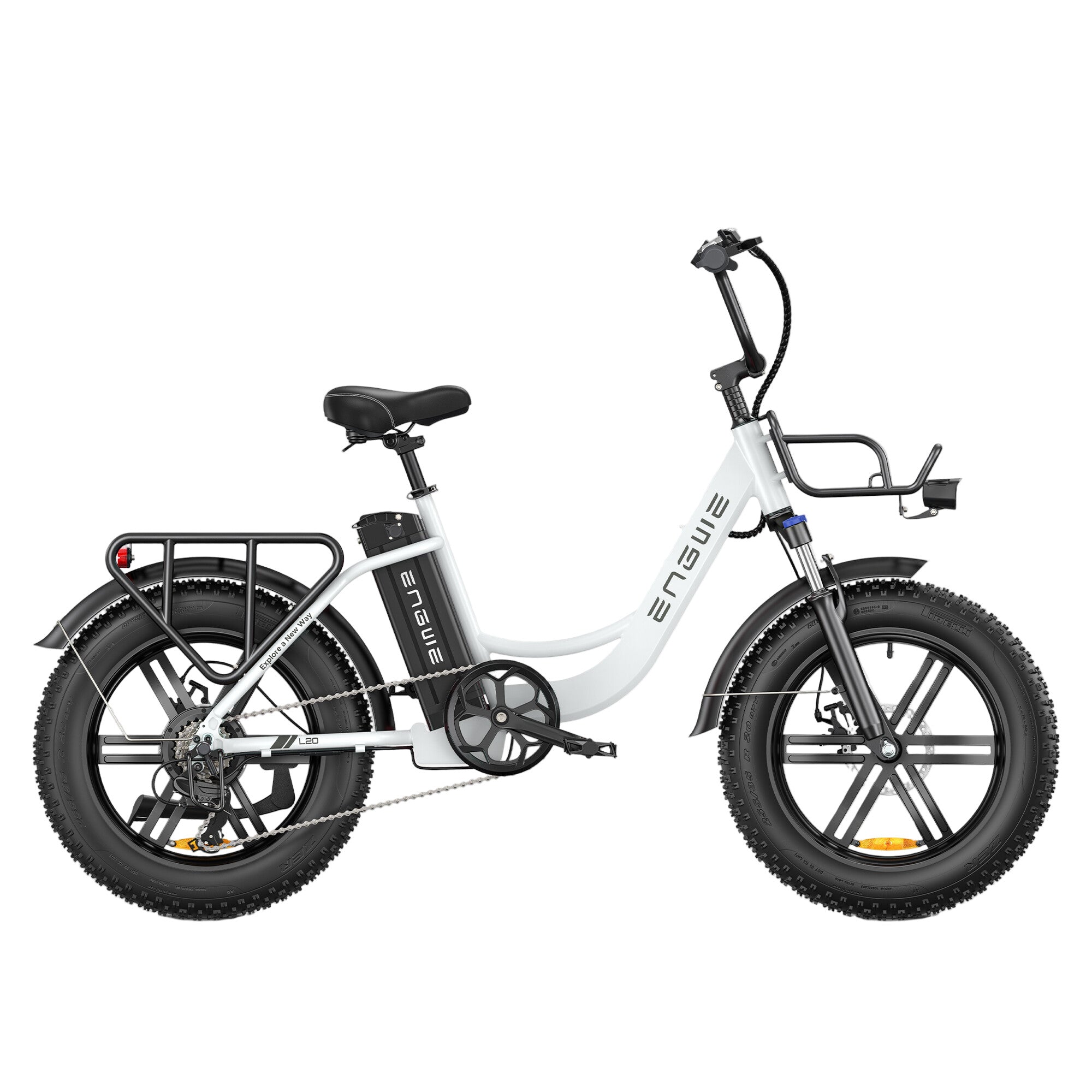 ENGWE L20 Electric Bike 140km Max Speed Front Suspension Step-Thru E-bike - White / Standard Battery