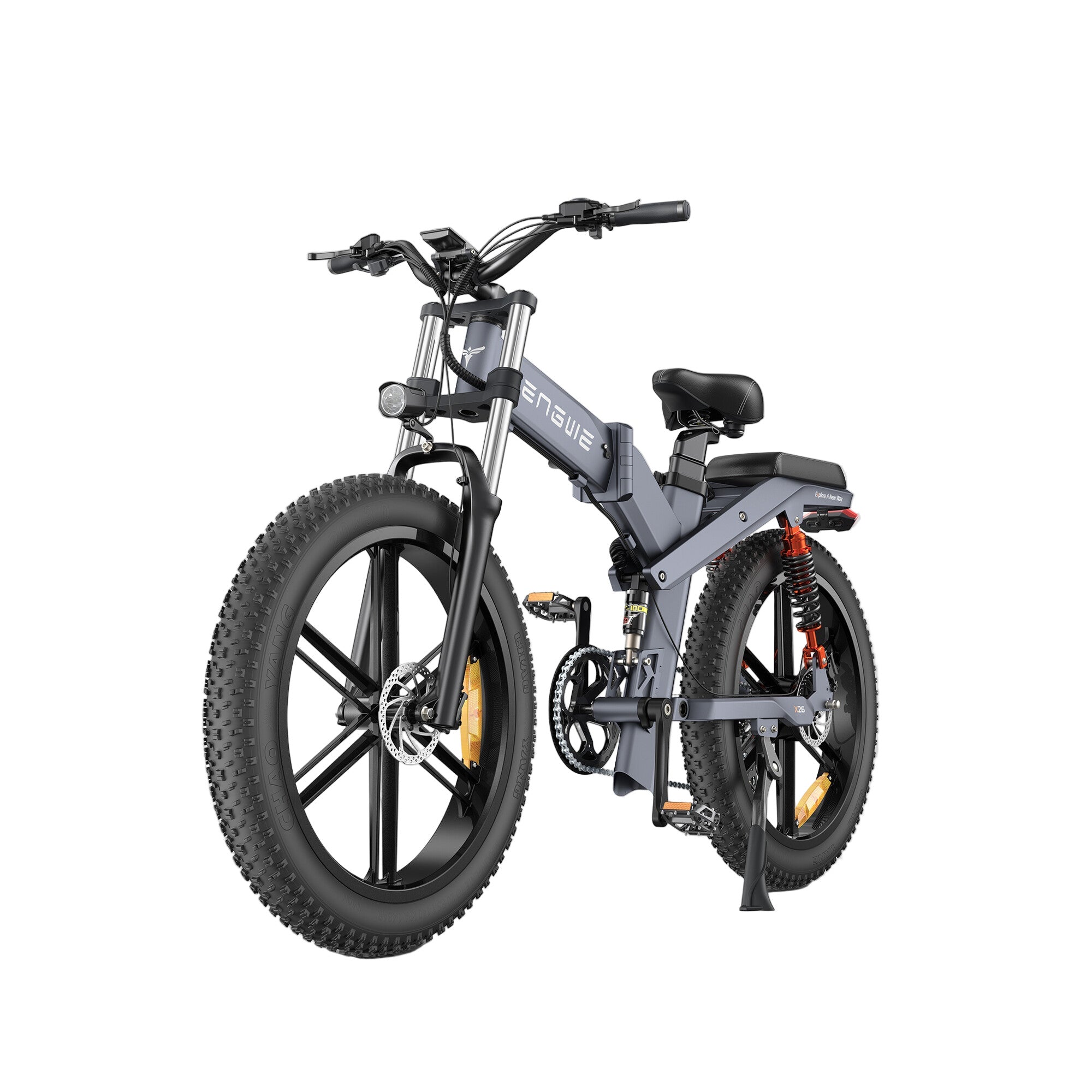 ENGWE X26 Electric Bike 1000W 150KM Triple Suspension Foldable Electric Bike - Grey / 26 19.2Ah Single Battery