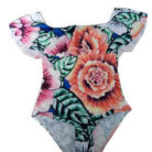 Floral Print Halter Ruffled Off-Shoulder Swimsuits - Mixed