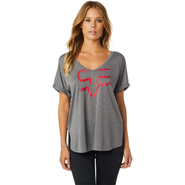 Fox Responded SS V Neck T-Shirt Heather Graphite