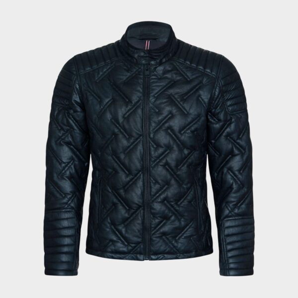 Infinity Leather Men's Quilted Puffer Leather Jacket Black - Nylon (184.99) #1735