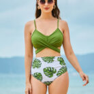 Multicolor Print Plus Size Women's Bikini - Mixed