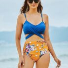 Multicolor Print Plus Size Women's Bikini - Mixed