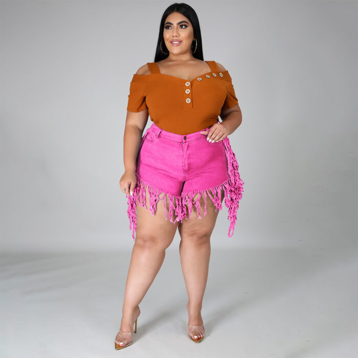 Old High-Waisted Frayed Made Tassels Retro New - Mixed