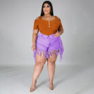 Old High-Waisted Frayed Made Tassels Retro New - Mixed