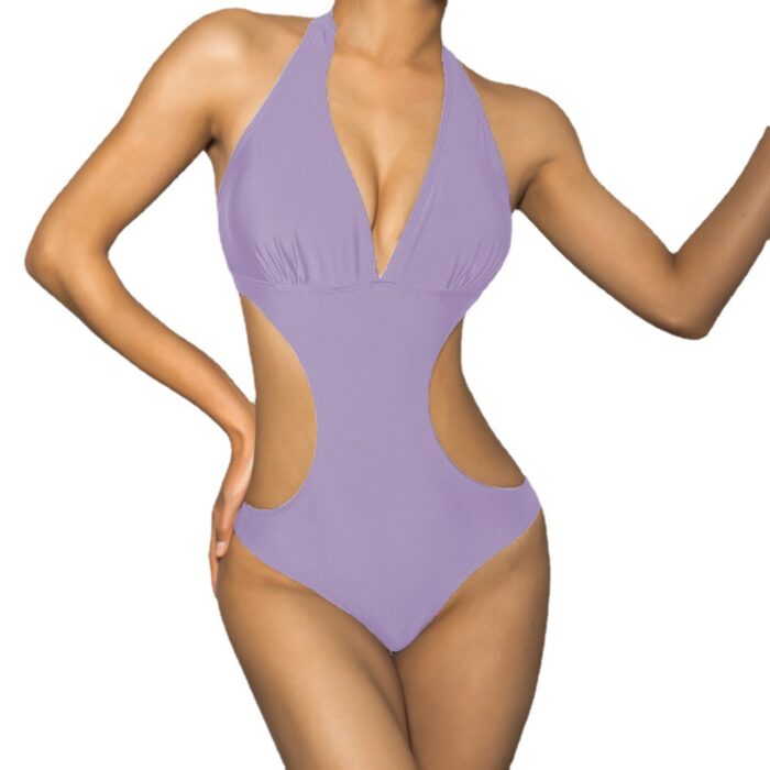 One-Piece-Triangle-Show-Waist-Solid-Color-Swimsuit-Mixed-4 One-Piece-Triangle-Show-Waist-Solid-Color-Swimsuit-Mixed-4