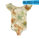 One-piece Off-shoulder Bikini Swimsuit - Mixed