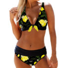 Plus Size Printed Split Bikini Swimsuit - Mixed