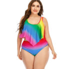 Plus-Size-Womens-Split-Rainbow-Swimsuit-Mixed-3