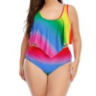 Plus-Size-Womens-Split-Rainbow-Swimsuit-Mixed-5