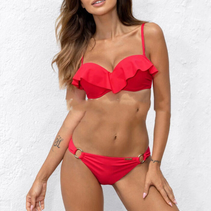 Push Up Bikini Plus Size Ruffled Swimsuit - Mixed Push Up Bikini Plus Size Ruffled Swimsuit - Mixed