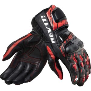 Rev Quantum 2 Leather Motorcycle Gloves - Neon Red Black 3Xl