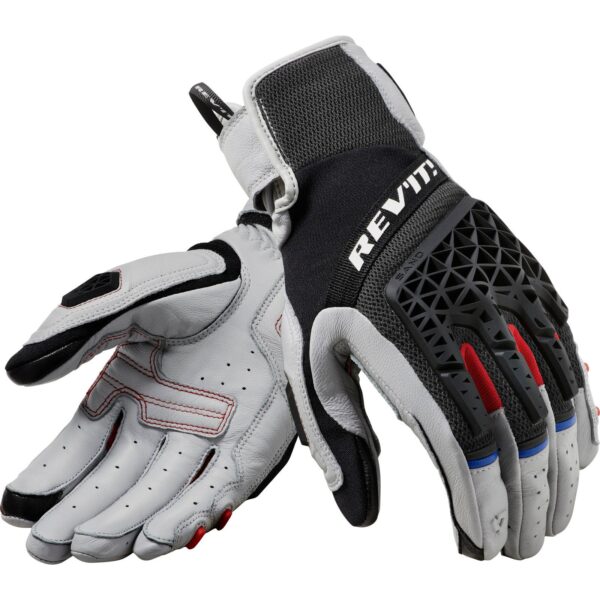 Rev Sand 4 Leather Motorcycle Gloves - Light Grey Black 10.5