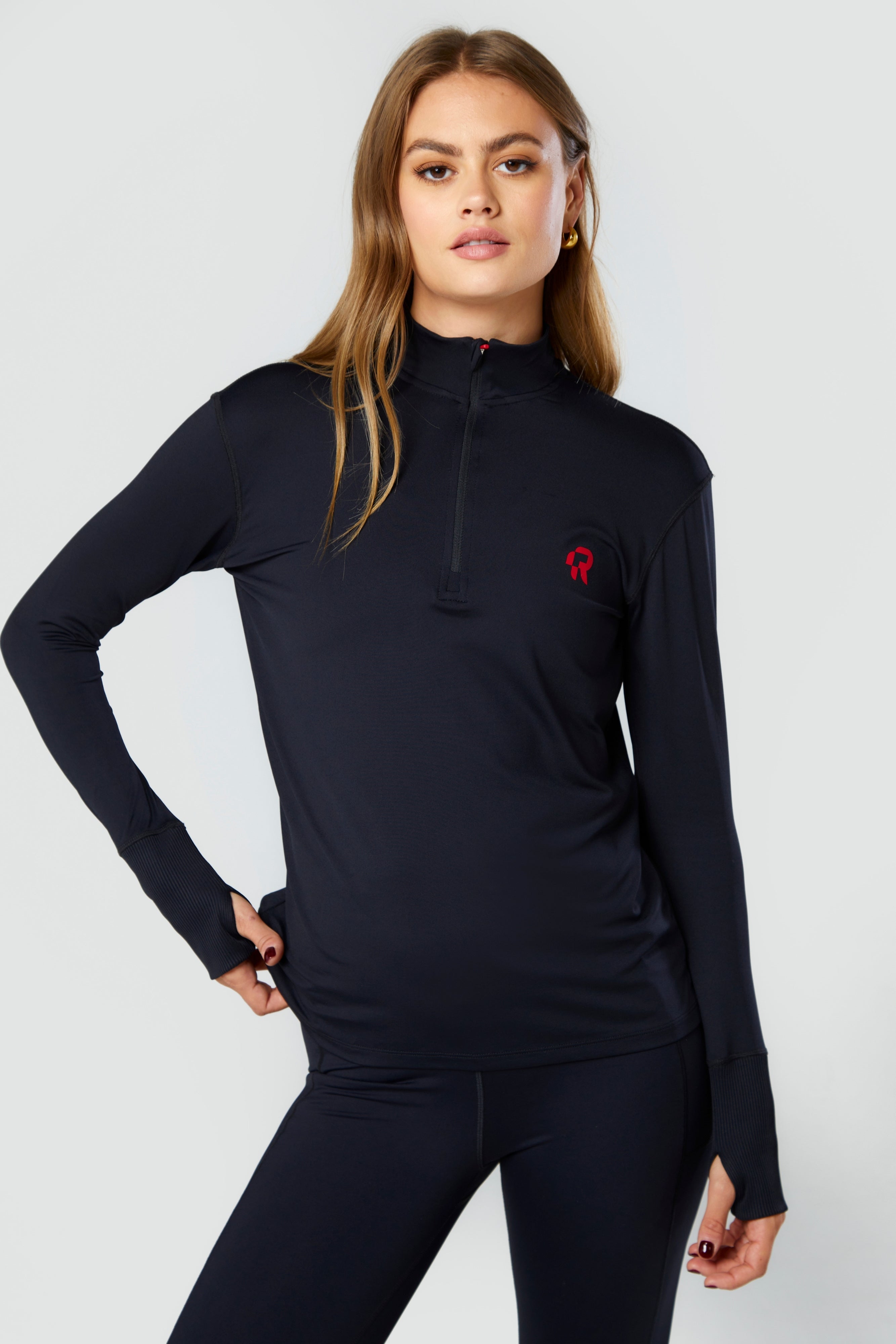 Technical 1/4 Zip Top - Inky collection - Black / XS