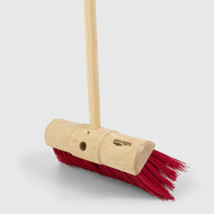Traditional Wooden Yard Broom Handle - Stiff - Red Pet 133cm