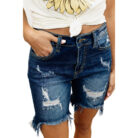 Washed And Frayed Jeans Women's Summer Slim High - Mixed