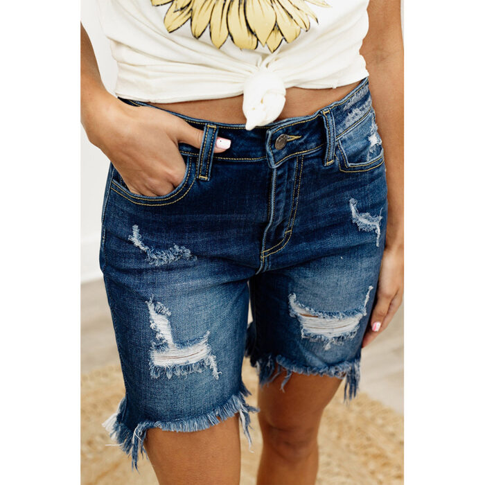 Washed-And-Frayed-Jeans-Womens-Summer-Slim-High-Mixed-7