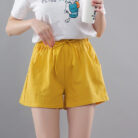 Washed Cotton Solid Color Shorts Women's Wear - Mixed