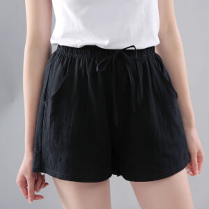 Washed Cotton Solid Color Shorts Women's Wear - Mixed