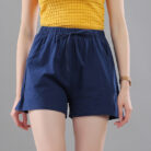 Washed Cotton Solid Color Shorts Women's Wear - Mixed