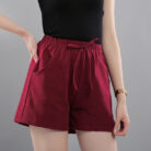 Washed Cotton Solid Color Shorts Women's Wear - Mixed